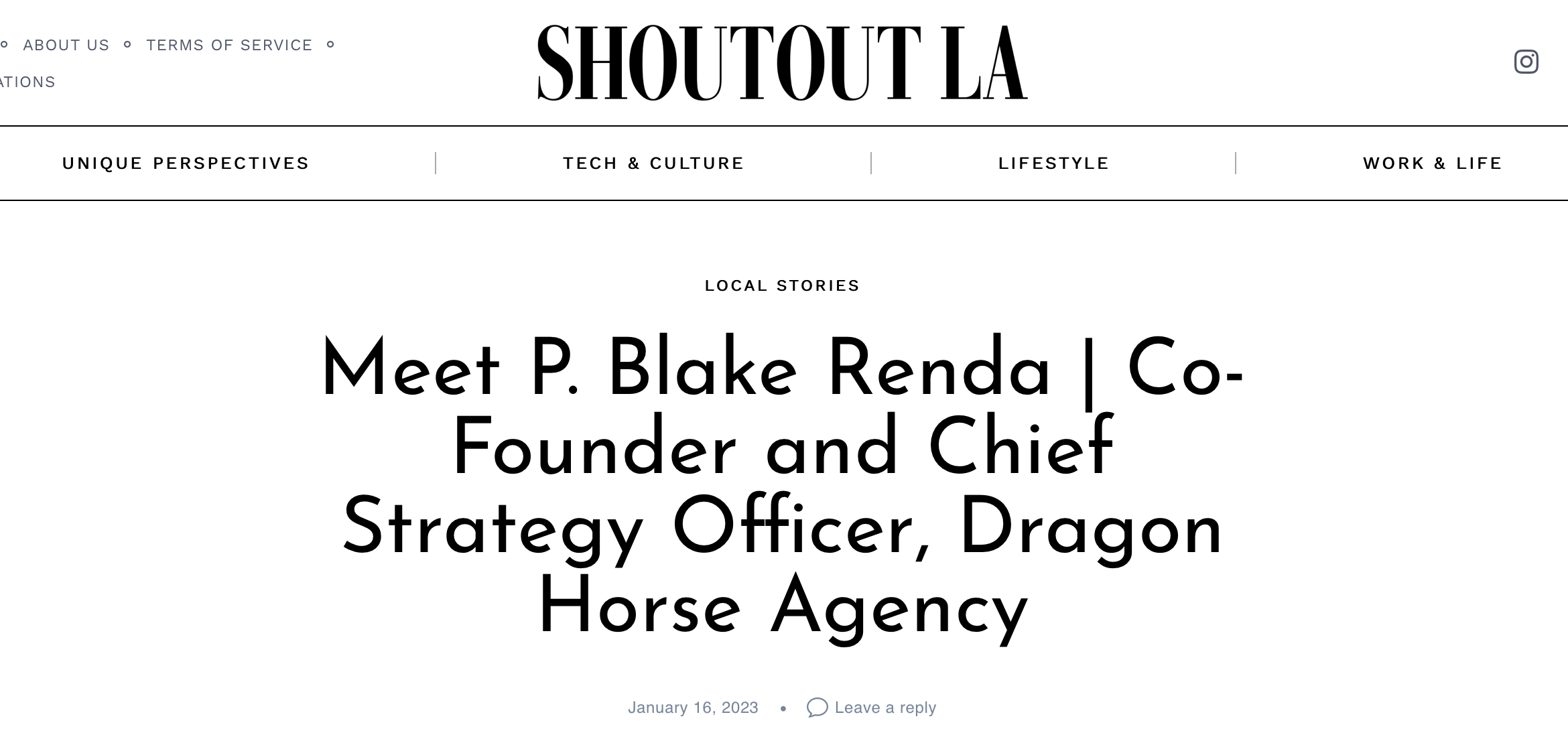 Blake Renda – Co-Founder & Chief Strategy Officer of Dragon Horse Agency Spotted in Shoutout LA